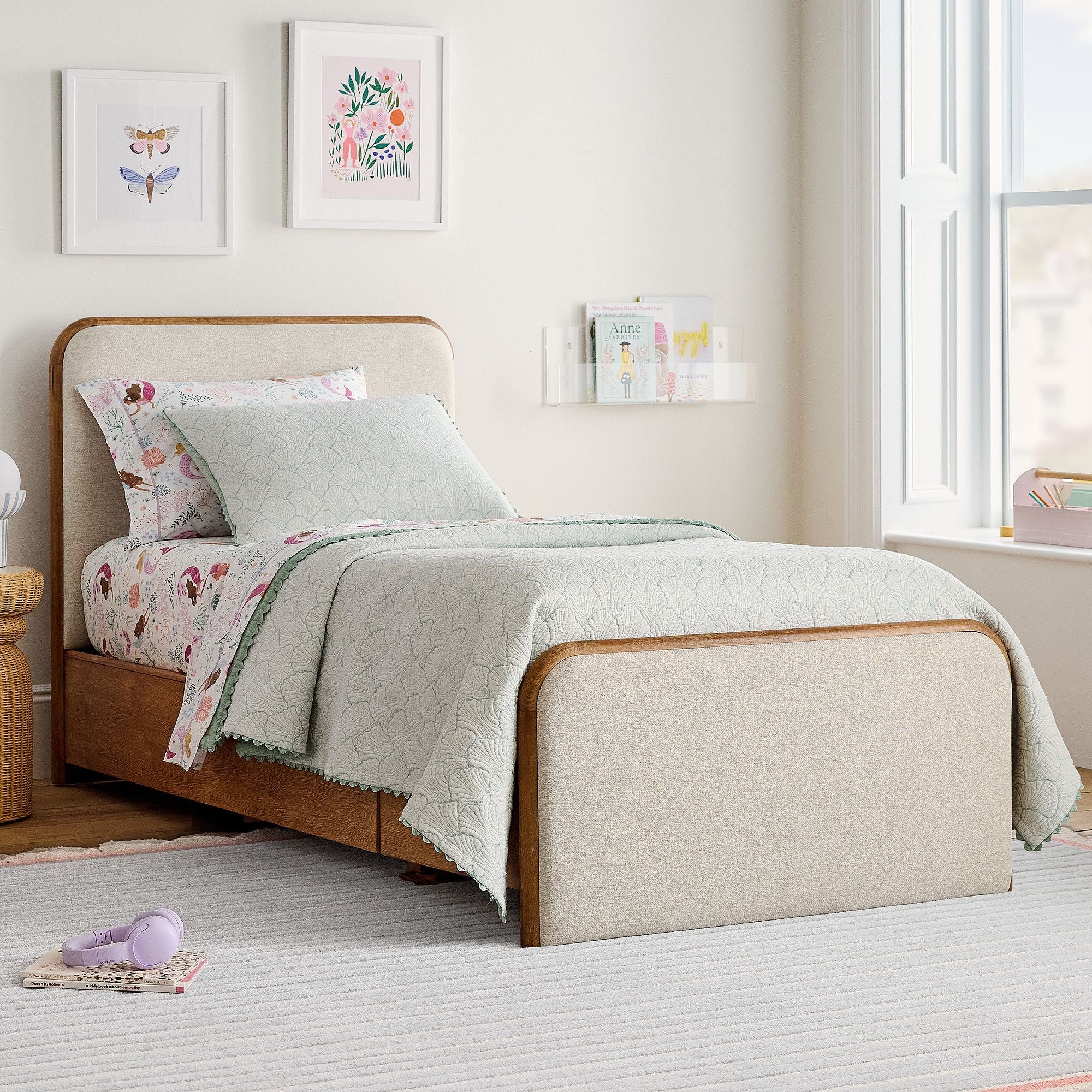 Miles Wood & Upholstered Storage Bed