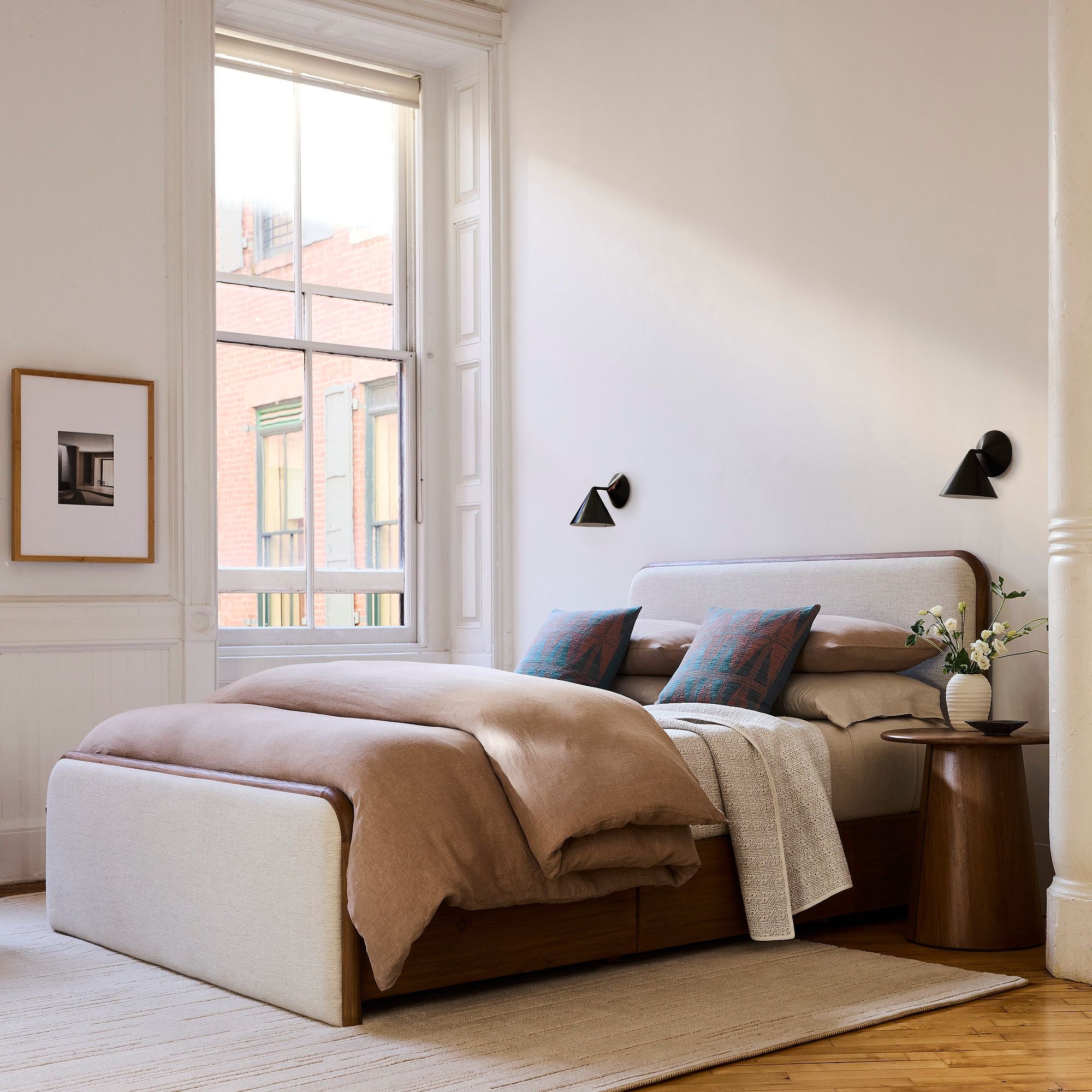 Miles Wood & Upholstered Side Storage Bed