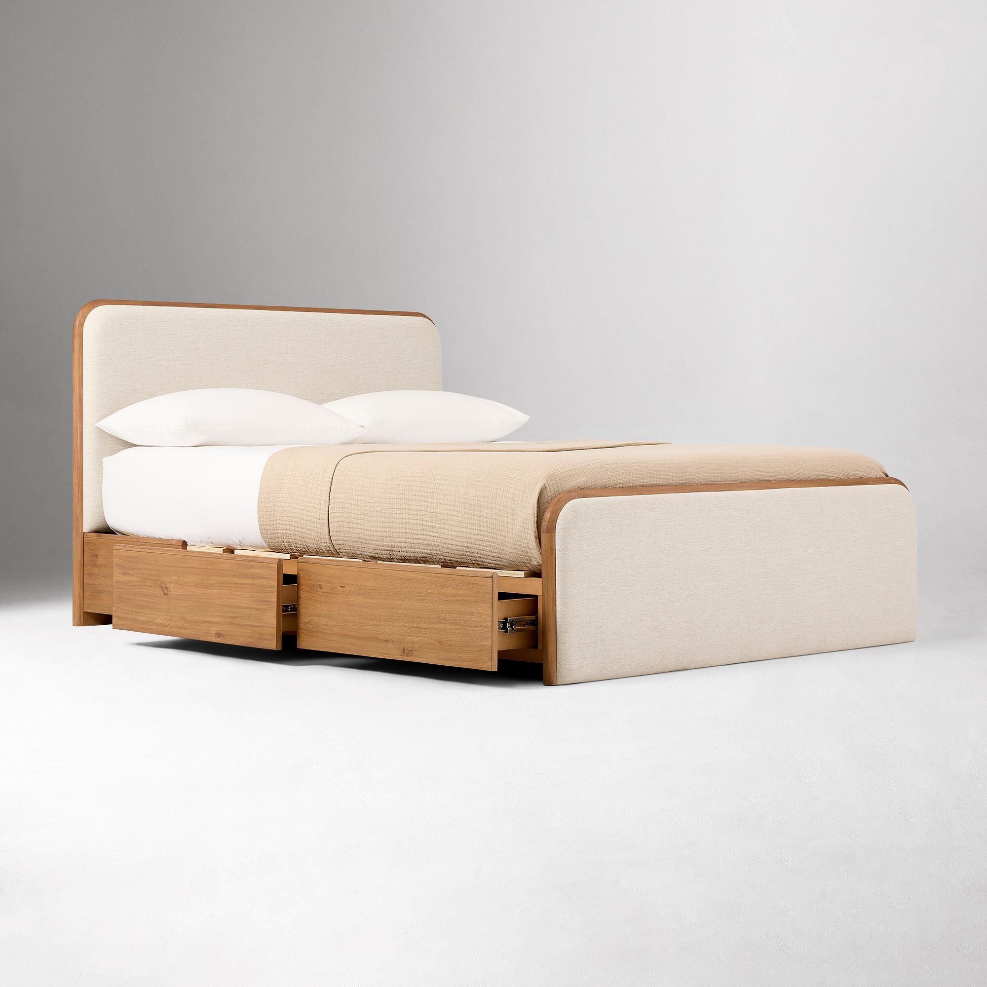 Miles Wood & Upholstered Side Storage Bed