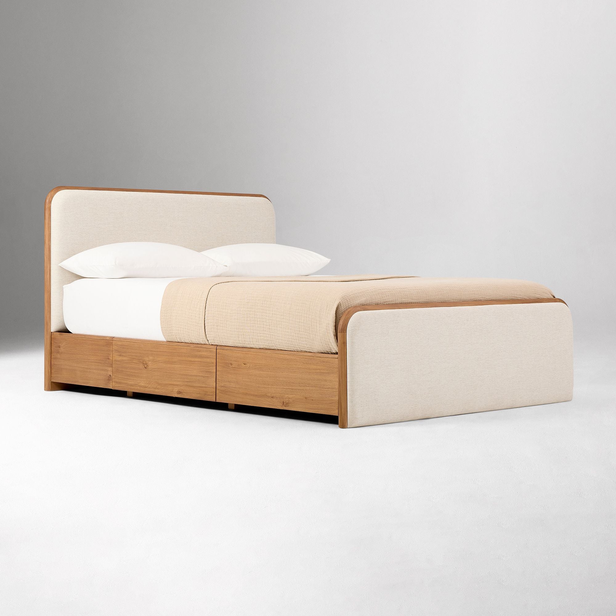 Miles Wood & Upholstered Side Storage Bed